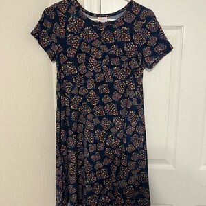 LuLaRoe Blue A-line Midi Dress with Short Sleeves and Crew Neck